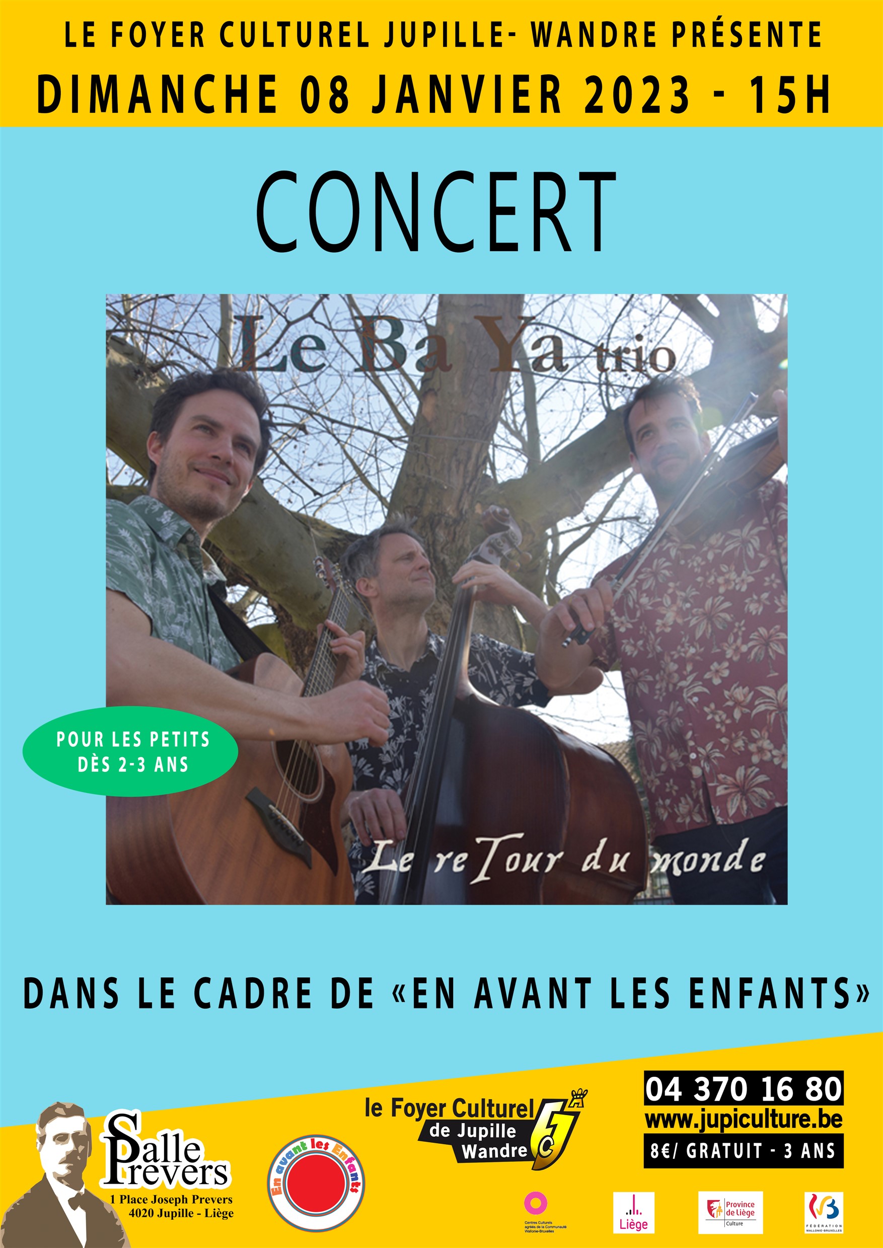 RETOUR DU MONDE EN CHANSONS - CONCERT DE LE BA YA TRIO à la Salle J Prévers de JUPILLE