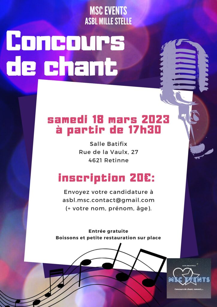 Concours de chant 2023 MSC Events MAG LIEGE BY CULTURE LIÈGE ASBL