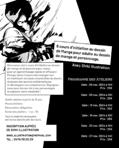 Ateliers créatifs - Cours d'initiation au dessin de Manga pour Ado-Adulte à La Galerie d'art Liège By Culture Liège ASBL