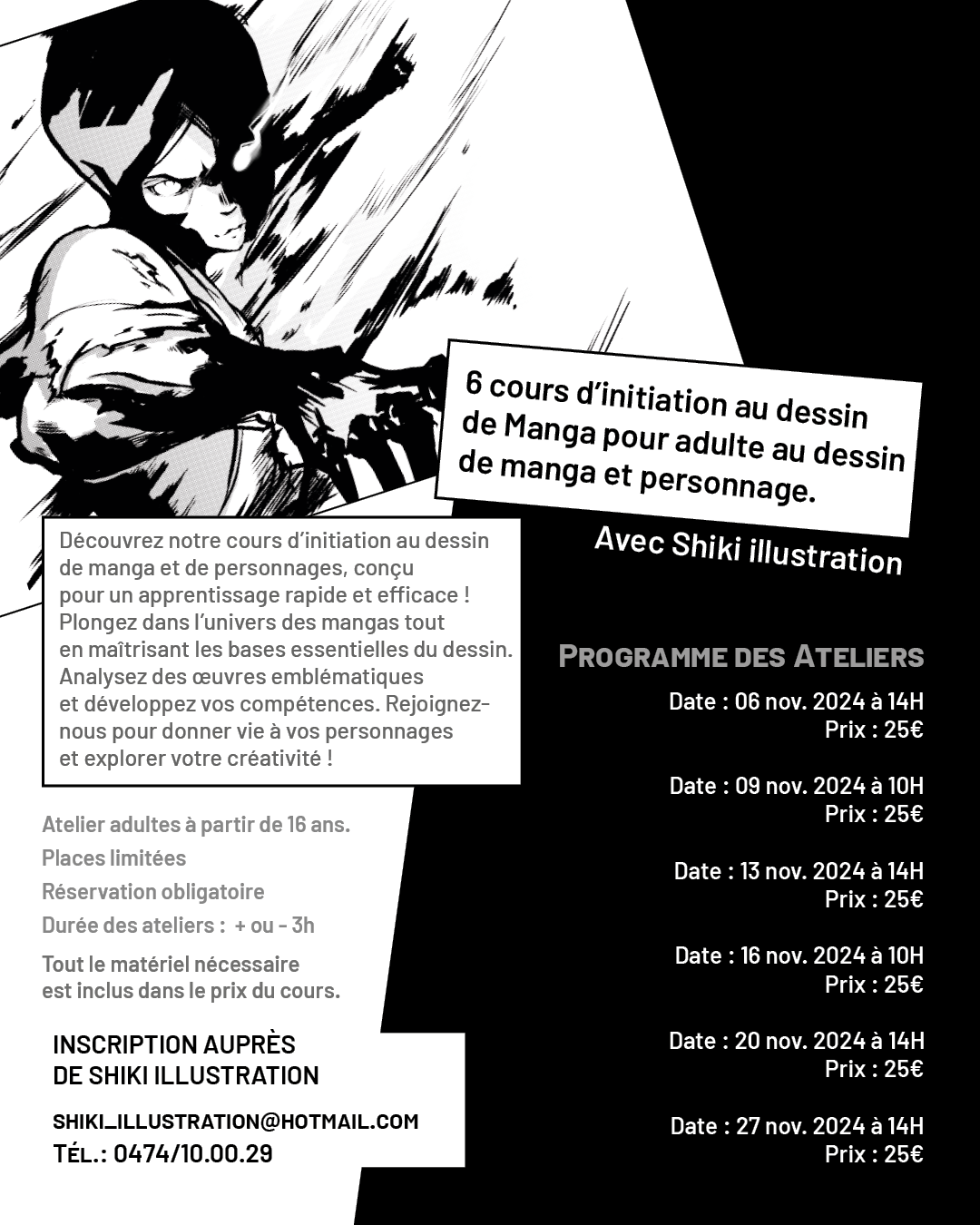 Ateliers créatifs - Cours d'initiation au dessin de Manga pour Ado-Adulte à La Galerie d'art Liège By Culture Liège ASBL