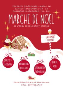 Du 13 au 15 Décembre 2024 Marché de Noël du Cercle St-Etienne à VOTTEM