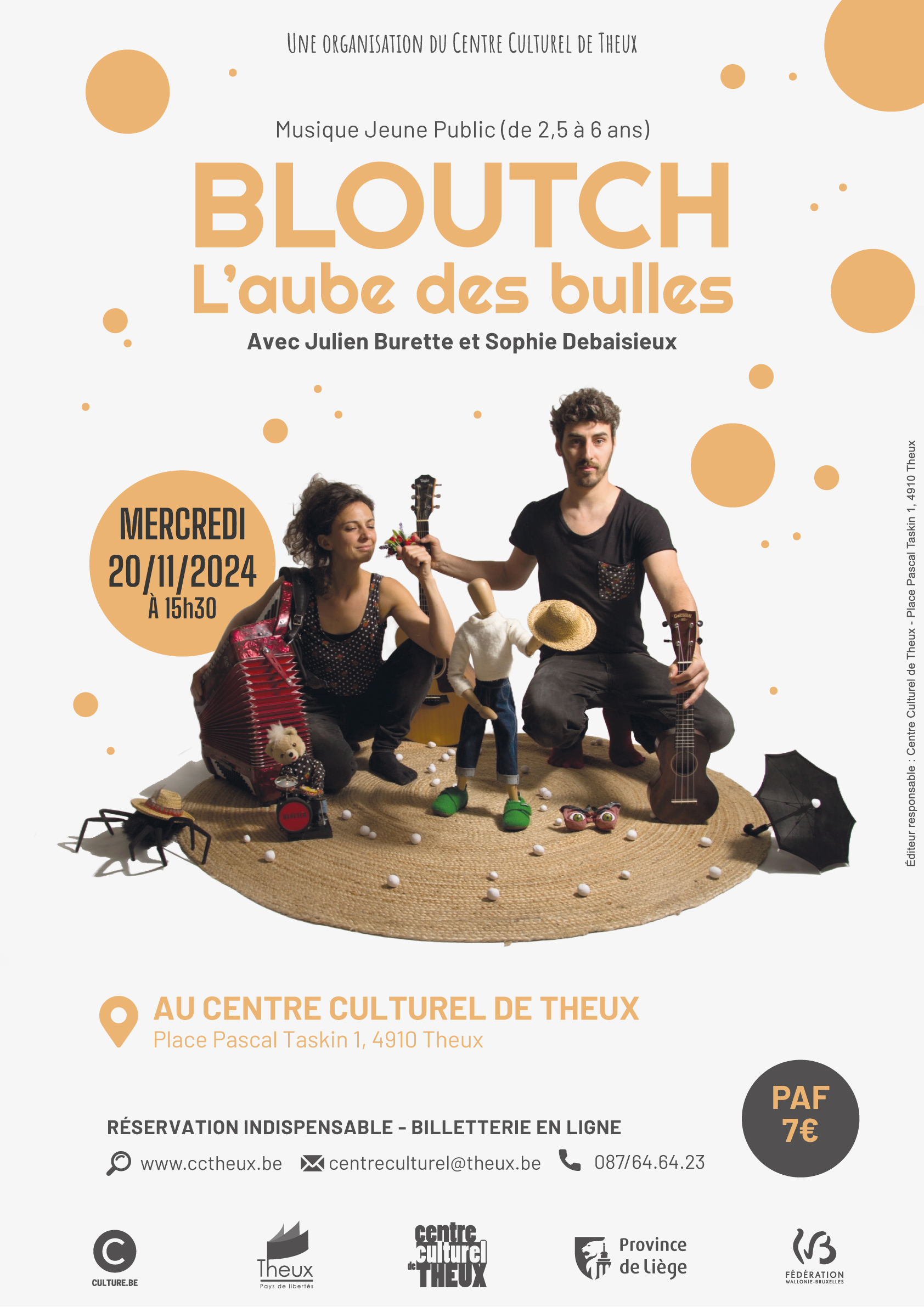 Musique Jeune Public - BLOUTCH – L'aube des bulles au Centre Culturel de THEUX