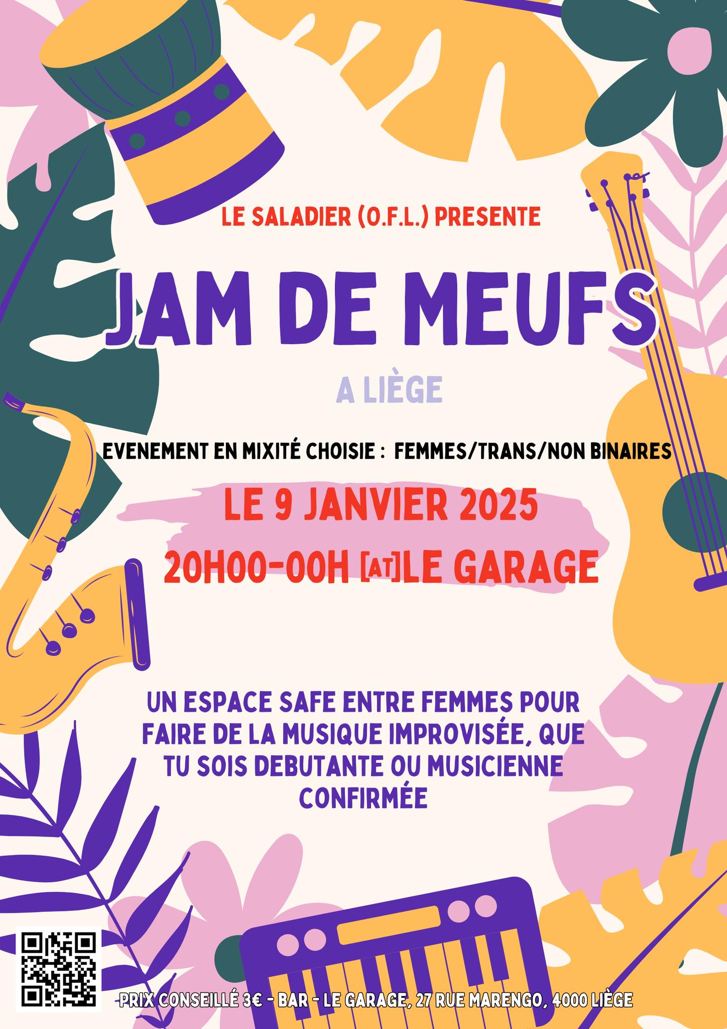 Jam de meufs (en non-mixité) chez LE GARAGE CREATIVE MUSIC à LIEGE