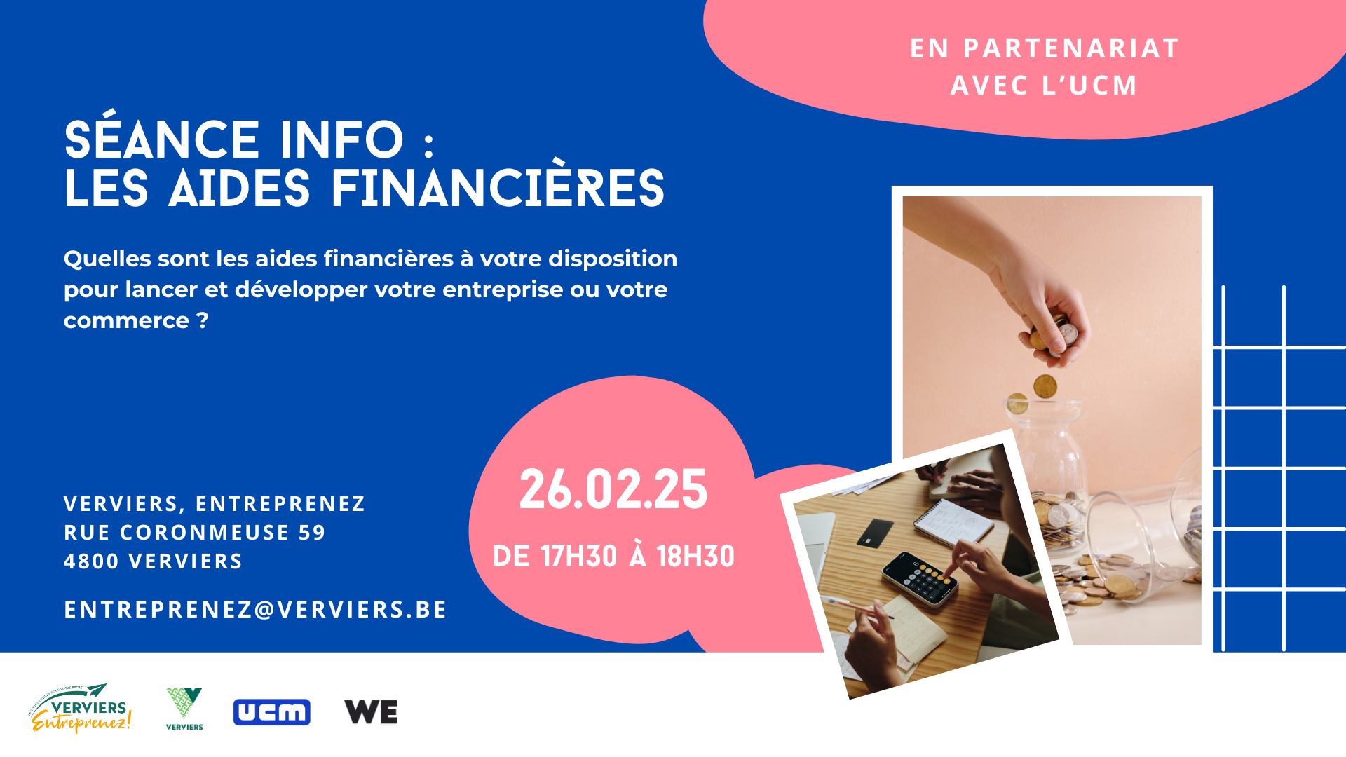 Séance info - les aides financières chez Verviers Entreprenez