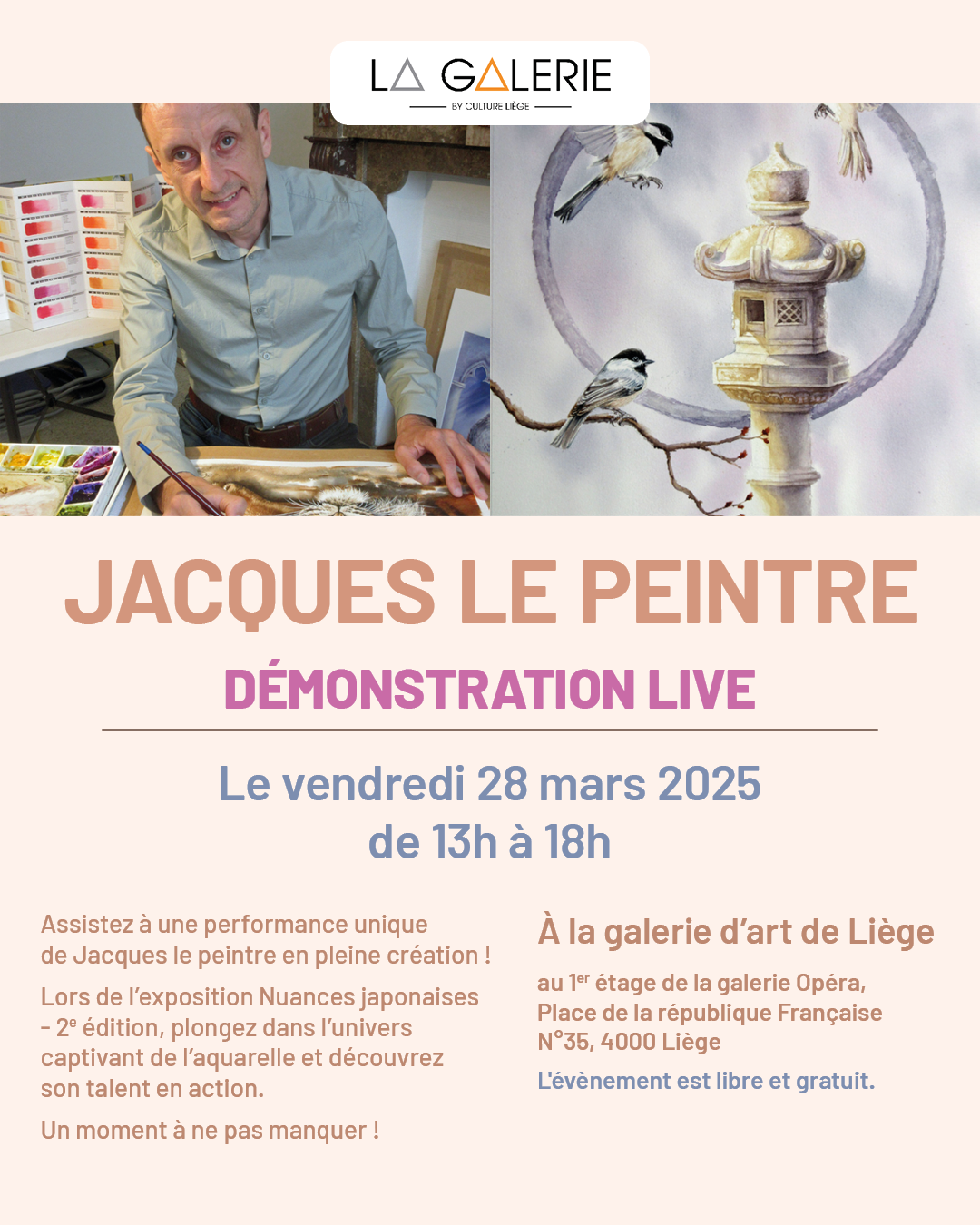 Démonstration live - Jacques le peintre à La Galerie d'Art Liège By Culture Liège ASBL